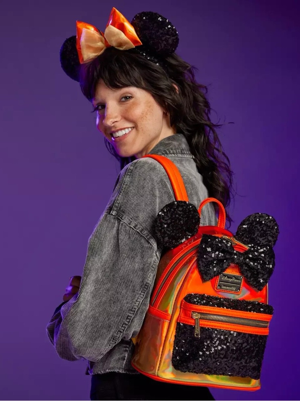 Loungefly Disney Parks Iridescent and black sequins mini backpack - Picture 4 of 7
